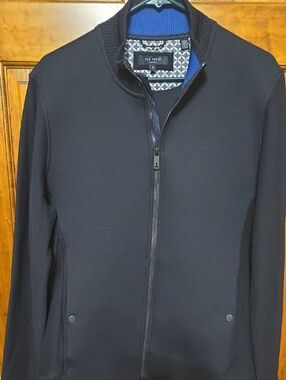 Ted Baker Black Zip Jacket with Blue Interior Trim